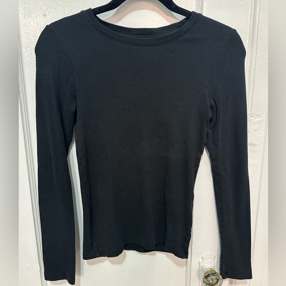 Club Monaco Black Ribbed Knit Top